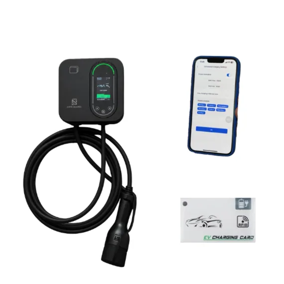 ANS 11 kW fali töltő Type 2 kábellel, telefonos appal és RFID kártyával